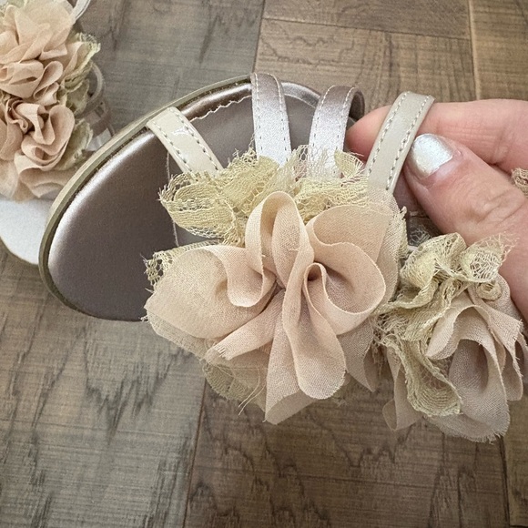 Mixed Media Floral Women's Strap Heel - Picture 3 of 5